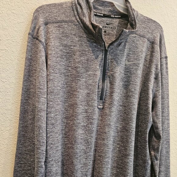 Nike Classic grey quarter zip running dri fit Long sleeve thumb holes Gym L - Picture 6 of 6